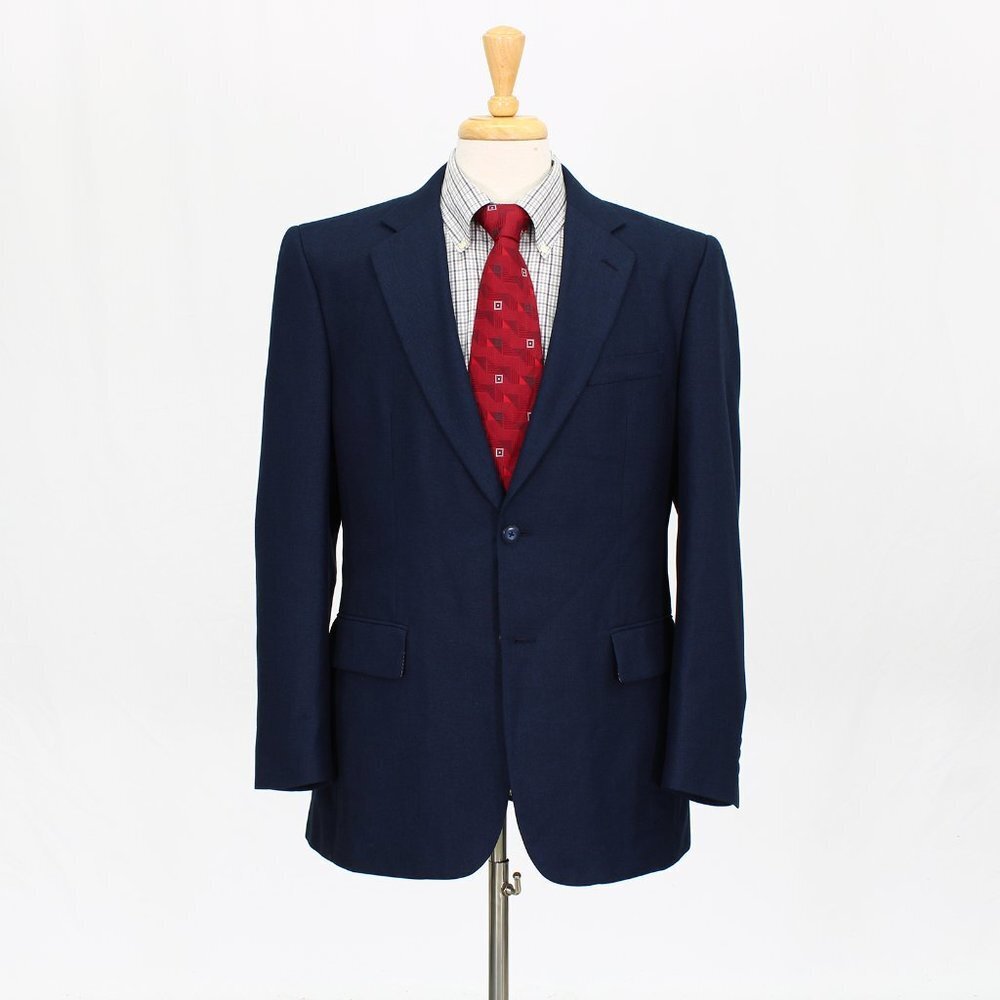 Stafford 40R Navy Solid 2-Button Sport Coat Blazer Jacket O852